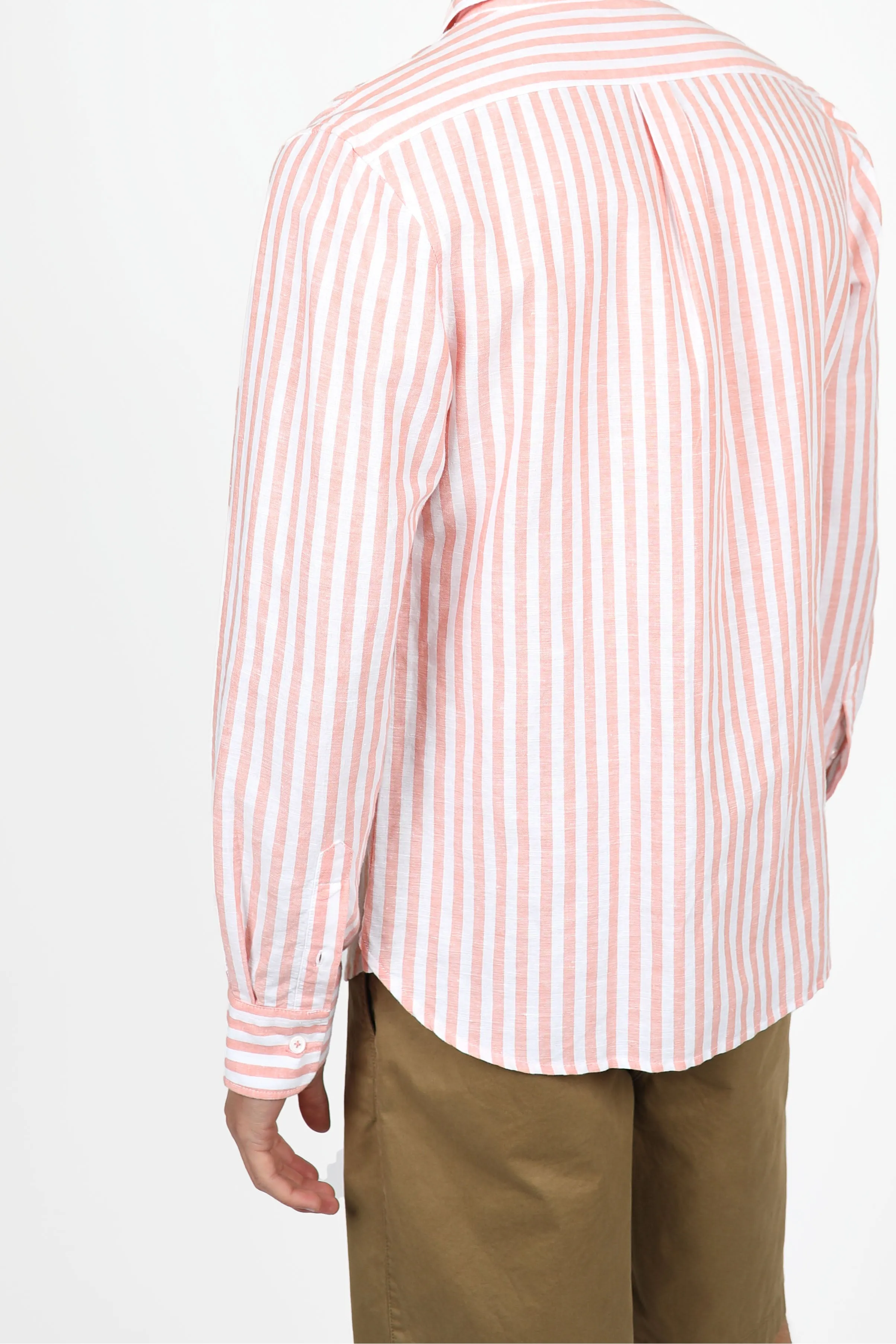 Relaxed Fit Coral Even Stripe Shirt