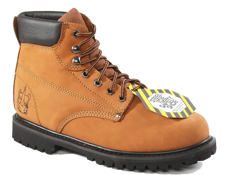 Rhino 6 Inch Safety Toe Lug Nubuck Work Boot, Brown