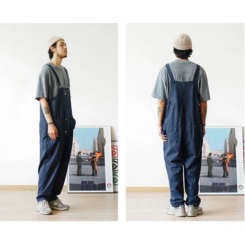 Safari Style Multi-pocket Baggy Bib Trousers Work Cargo Pants