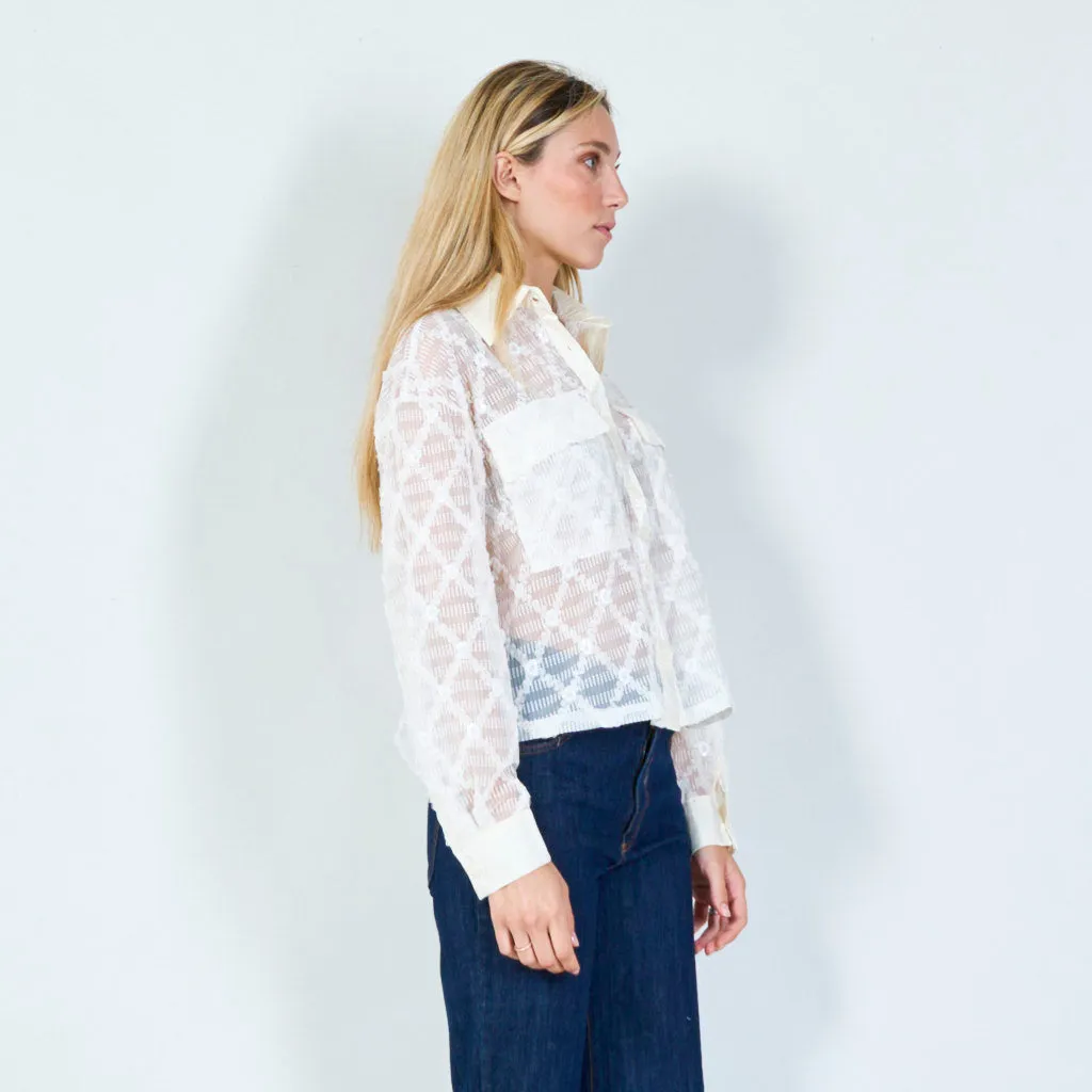 Sequin embroidered blouse wholesale