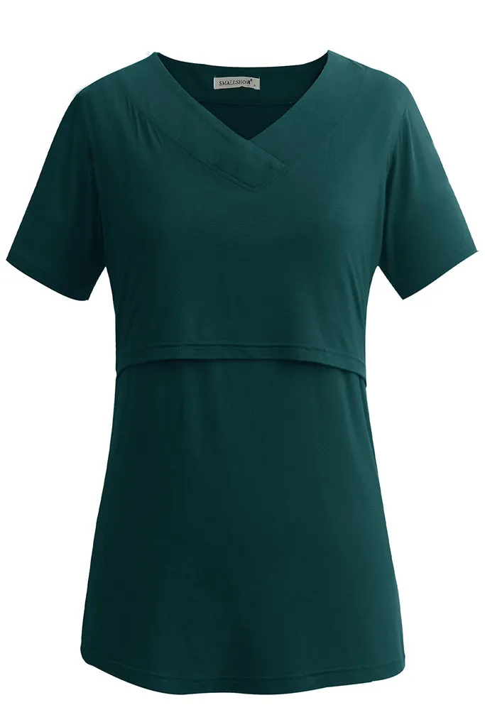 Smallshow V Neck Short Sleeve Nursing Tops