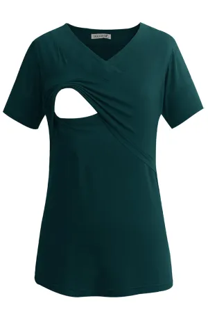 Smallshow V Neck Short Sleeve Nursing Tops