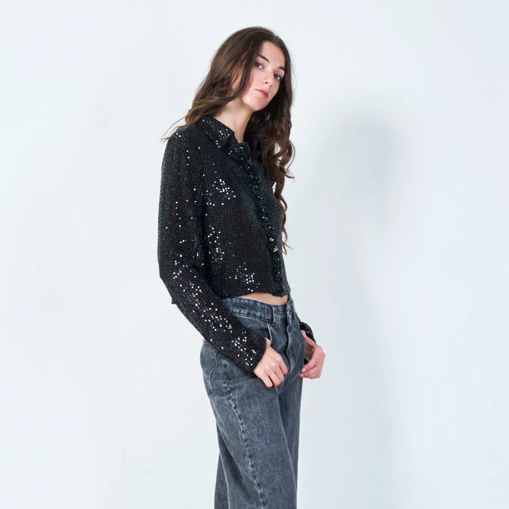 Sparkling sequin cropped jacket wholesale