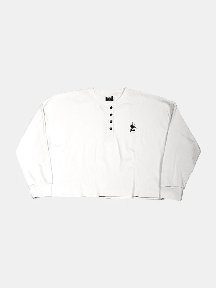 Stussy Crown Pigment Henley Longsleeve - White Sand