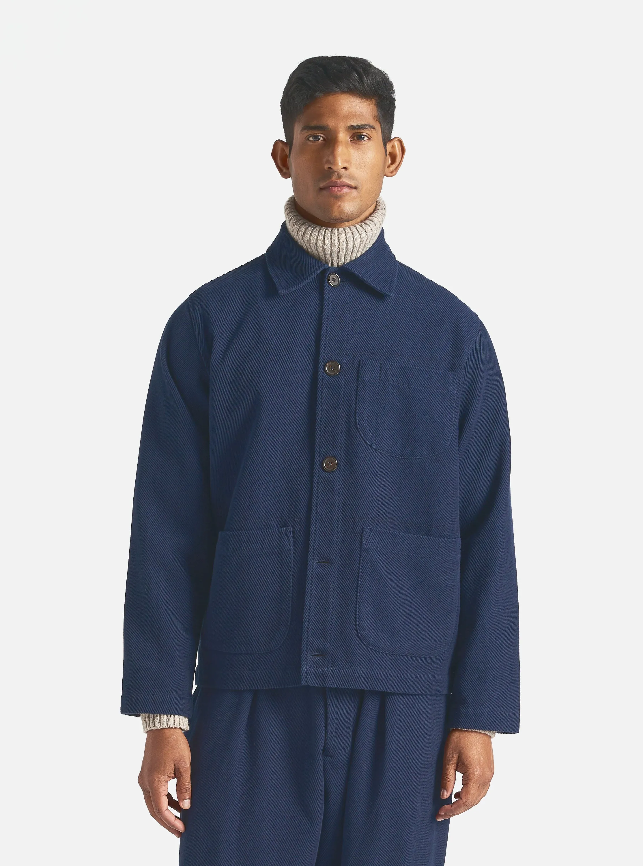 Universal Works Field Jacket in Navy Super Twill