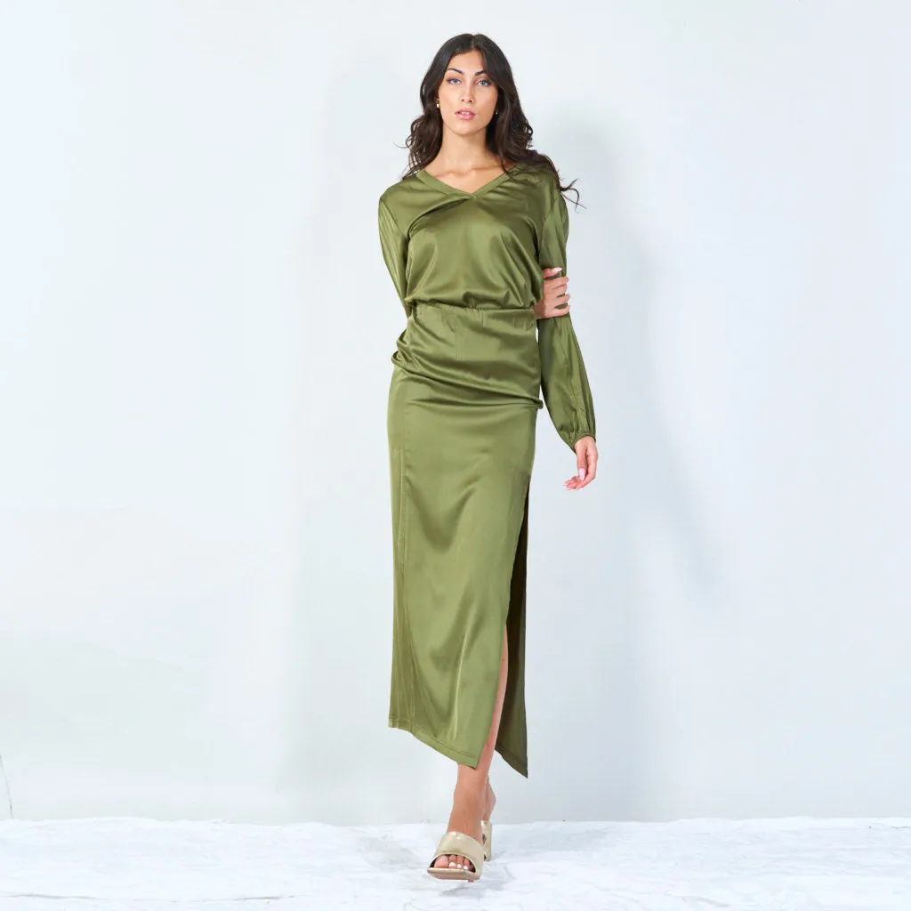 V-neck satin blouse with relaxed fit wholesale