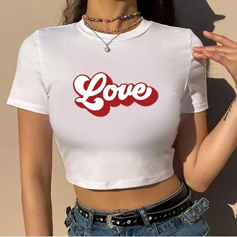 Vintage Love Reflective Y2k Crop Top Fairy Grunge Crop Top