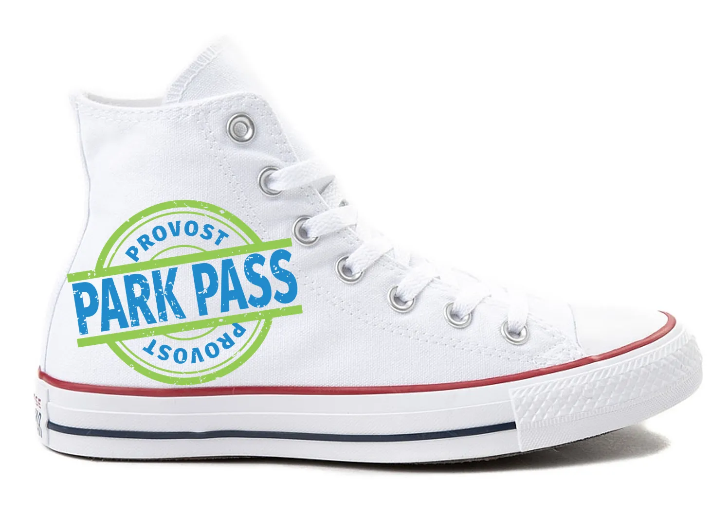 White High Tops Provost Pass Color Logo