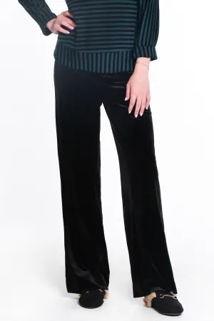 WIDE LEG VELVET 5 POCKET PANT - Black