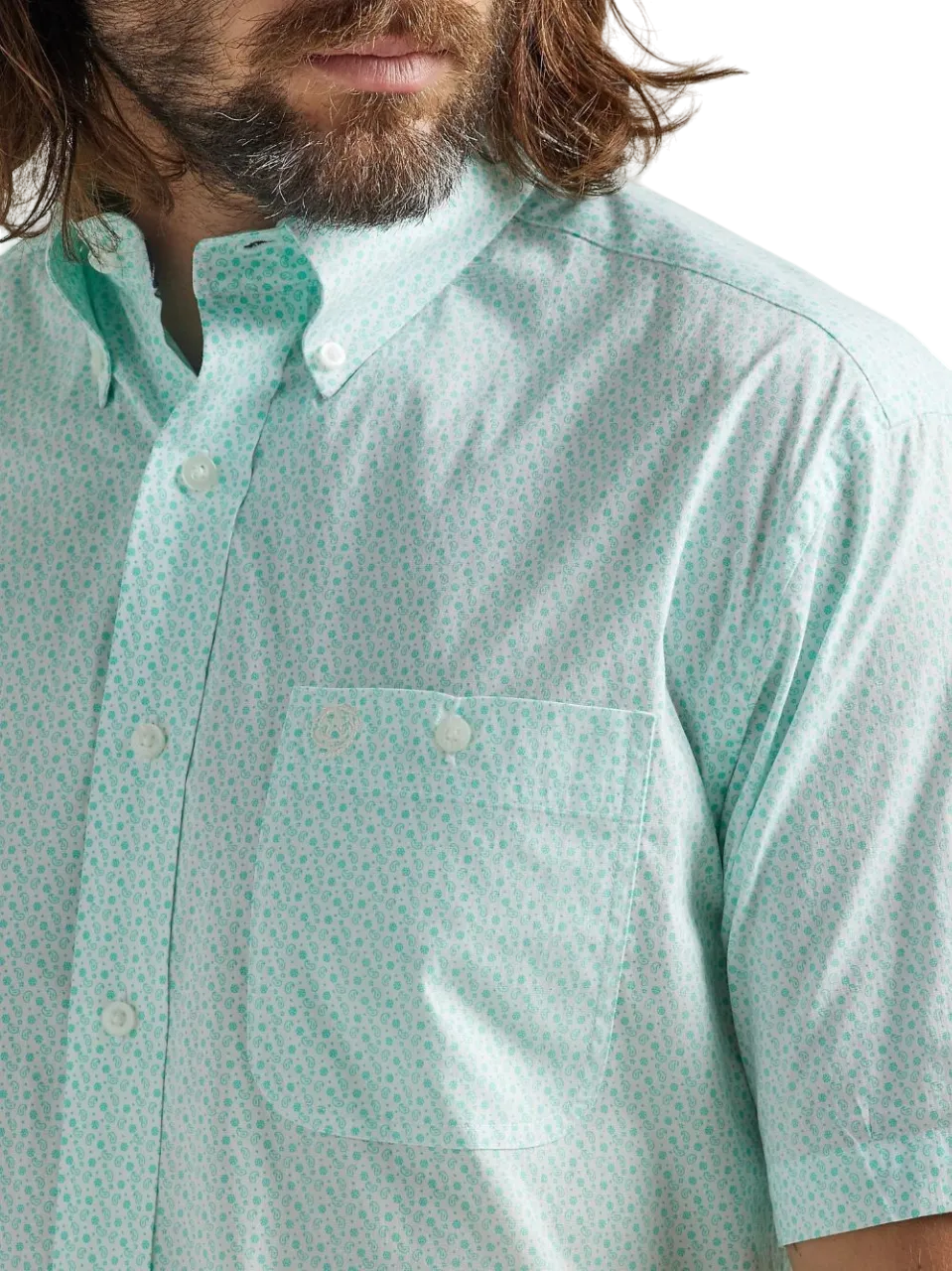 Wrangler Men's George Strait Short Sleeve Mint Paisley Shirt