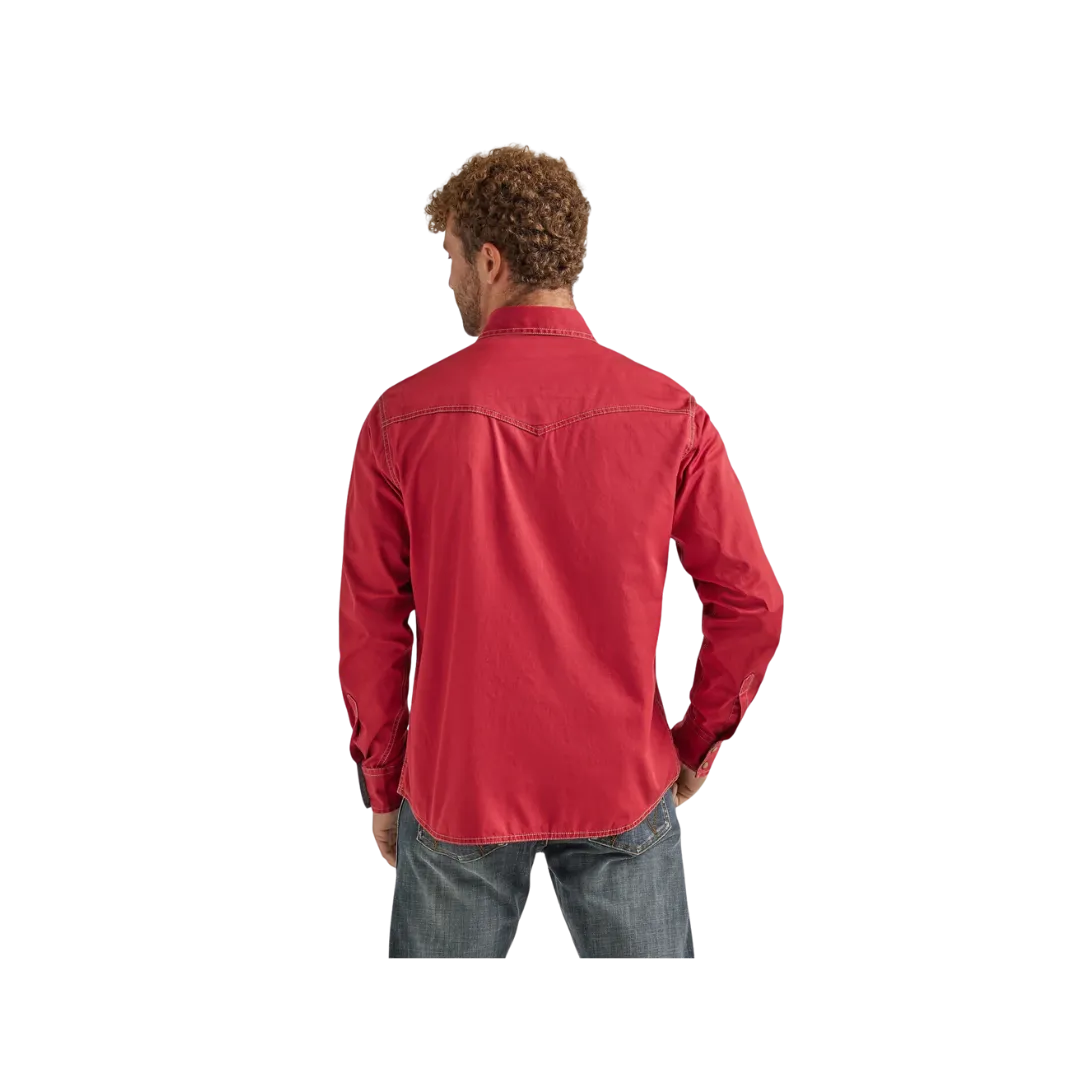 Wrangler Men's Retro Premium Plain Snap Red Shirt