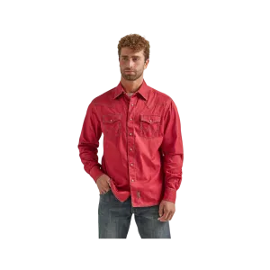 Wrangler Men's Retro Premium Plain Snap Red Shirt