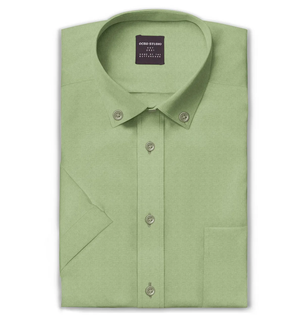 Wrinke Resistant Oxford - Button-Down Collar - Short Sleeve - Leaf Green